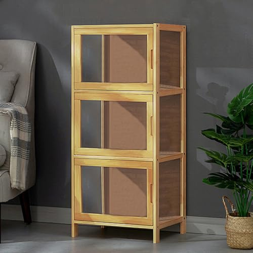 CHZIMADE Glass Display Cabinet 3 Shelf with Acrylic Glass Door | 43 x 32 x 97cm, Easy to put together, with doors, Floor Standing, Clear Showcase for Collectibles, Trophy, Books