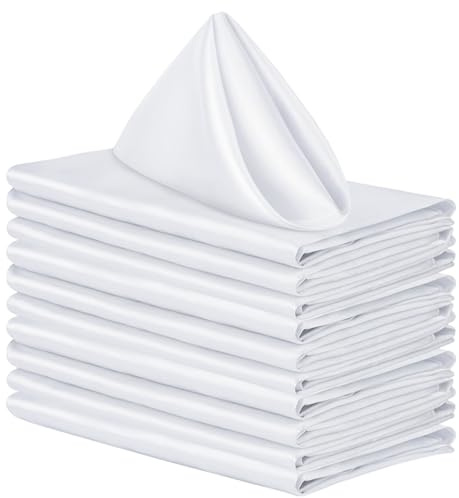 White Cloth Napkins Set of 10, 43x43 cm, Soft Cotton Napkins for Everyday Use, Fabric Napkins for Home and Restaurant