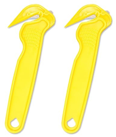 DAQUN Yellow Box Opener Tool 2 Pcs, Box Cutters, Cardboard Cutter Utility, Shipping, Office, Industrial, Home Use, Easy Cut Tape, Open Carton