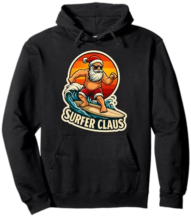 Surfeur Noël Amusant Père Noël Surf Instructeur Surf Noël Sweat à Capuche