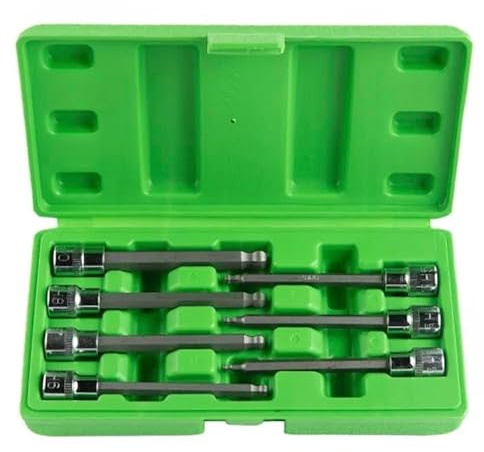 DSD TOOLS 7PC 3/8″ Drive Ball End Hex Bit Socket Set DS1221 | Long Reach 110mm | 3–10mm Ball-End Allen Hex Sockets | Professional Automotive & Workshop Tool Set