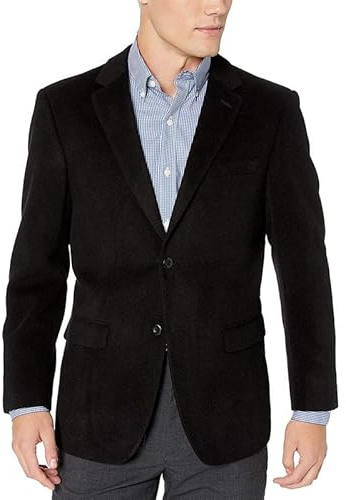 Prontomoda Men's (J400912S - 400931) 2 Button Luxury Wool Cashmere Sport Coat, Black, 46L
