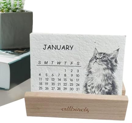 Calendrier de table plantable 2026 – Petit agenda 10 x 7,5 cm, feuilles mensuelles en papier écologique, bloc porte bois avec support réutilisable et utilisation pour la culture verte | planificateur