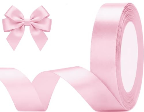 20mm Wide Pink Ribbon, Yiduohua 22M Ribbons for Gift Wrapping, Gift Wrap Ribbons for Crafting, Halloween & Christmas, Wedding & Valentine's Day Decoration