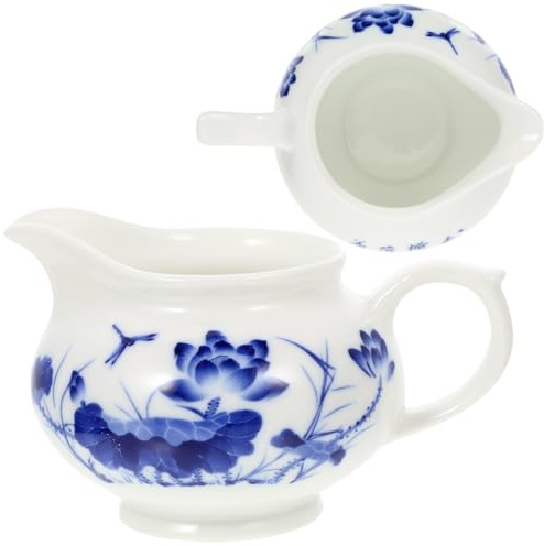 Homoyoyo Salsera de Cerámica en Tonos Azules 2 Piezas, Jarra para Salsa y Leche Vertedor Antigoteo, Adecuado para Cocina, Restaurante y Picnics, Dispensador de Aderezo para Ensaladas,