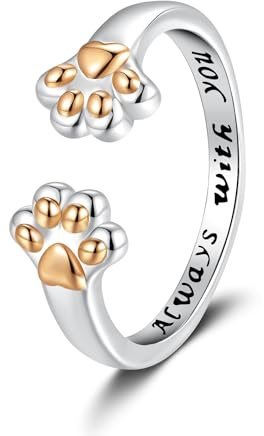 Deyanse Bague d'étreinte pour femme en argent avec cœur, chien, ange, patte, maman, bébé, bague d'amitié ouverte avec zircone, cadeau avec carte de vœux, Cuivre