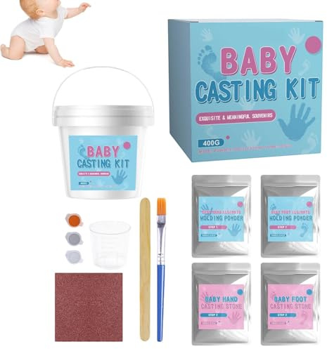 Nevalerra Kit de Molde para Huellas de Pies - Set de Escayola 3D Realista para Manualidades,Set de Huellas para Guardería,para Familias, Amigos, Preescolares, Padres