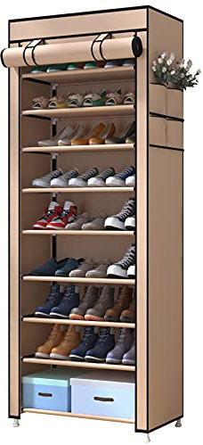UDEAR Shoe Rack 10 Tier 27 Pair Shoe Storage Organizer Deep Brown 60 * 30 * 160 CM