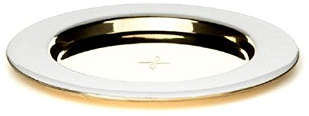 Kerzenteller Dekoteller, Gold mit weißem Rand, Aussen D 12cm, Innen D 8cm