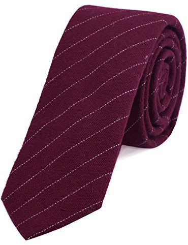 DonDon cravatta di cotone stretta a righe da uomo 6 cm - rosso bordeaux rigato