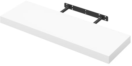 WOLTU vägghylla, CD/DVD-hylla, bokhylla, träbräda, 70 x 22,9 x 3,8 cm, vit, RG9369ws