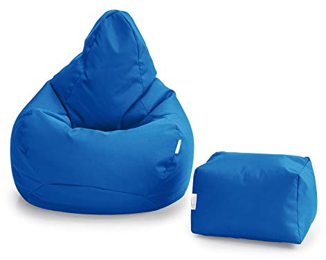 Loft 25 Poltrona Da Gamer Bean Bag | Seduta A Sacco Per Esterni E Interni | Resistente All'acqua | Design Ergonomico Per Il Supporto Del Corpo (Marocchino Blu, Set di sacchi di fagioli)