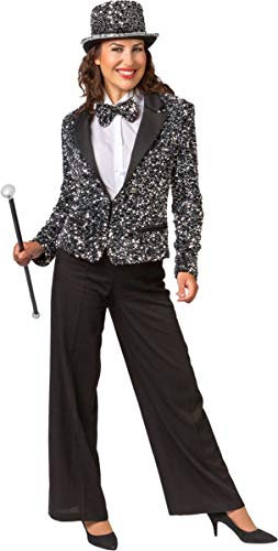Orlob Damen Kostüm Paillettenjacke Silber Blazer Karneval Fasching Gr. 42