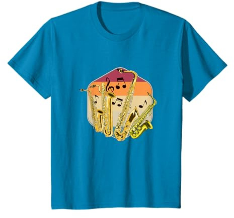 Saxo Jazz Notes De Musique Retro Saxophone T-Shirt