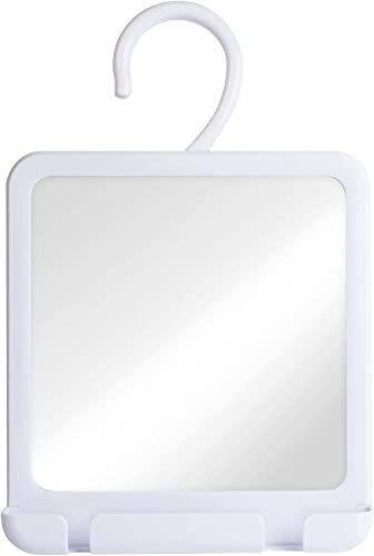 MIRRORVANA Duschspiegel beschlagfrei mit Rasierhalterung, Bad, 20 x 18 cm | Klare Sicht beim Rasieren: Antibeschlag-Rasierspiegel zum Aufhängen mit Haken, bruchsicher und ohne Bohren montierbar