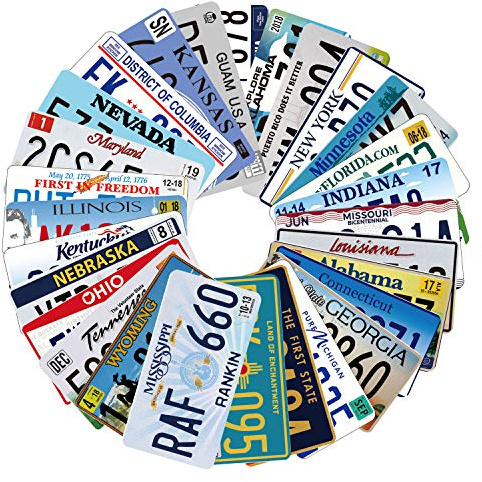Assorted Replica License Plates, Metal Car Plates Decoration for Home Man Cave Garage (10 pcs US Plates Only)