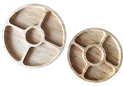 Beyond Bambus Snackteller Snack-Schalen Eco-freundliche Holzteller 2 teilig Set rund