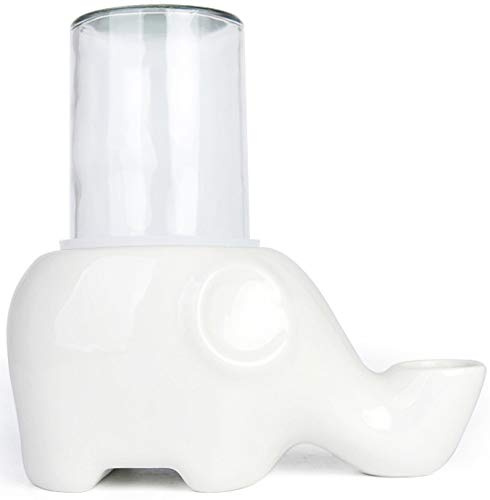 DHGTEP Fuente de Agua para Gatos Bebedero de Cerámica para Gatos Mascotas Fuente para Gatos Forma de Elefante Anti-Flip Gatos Perros (Color : White)