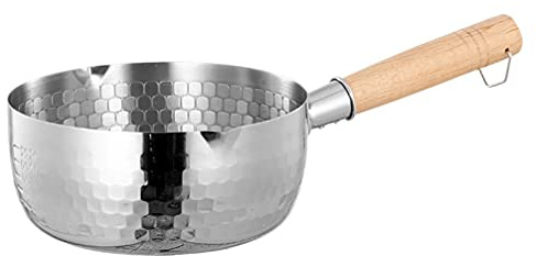 HEMOTON Casserole En Acier Inoxydable 22Cm Avec Poignée En Bois, Pot À Soupe Pour Ramen, Poêle À Induction, Marmite Pour Cuisine