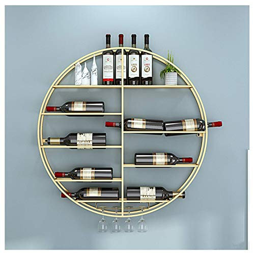 Wine Bottle and Wine Glass Holder, Wrought Iron Wall-Mounted Wine Racks, Household Wine Accessories, Gifts for Lover, Gold/Black