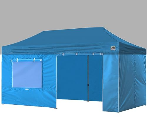 Eurmax USA Full Zippered Walls for 10 x 20 Easy Pop Up Canopy Tent,Enclosure Sidewall Kit with Roller Up Mesh Window and Door 4 Walls ONLY,NOT Including Frame and Top（Sky Blue）