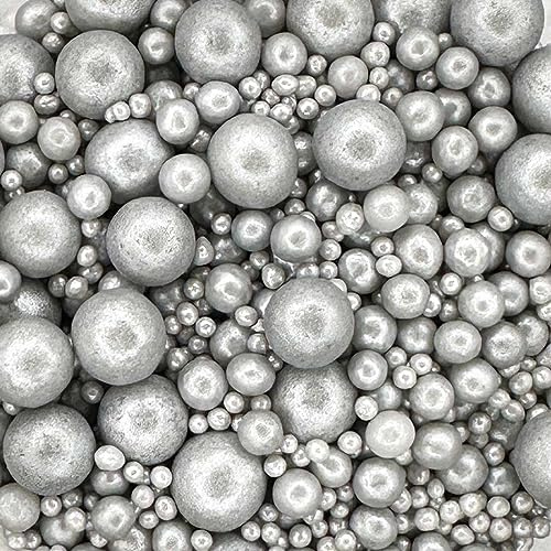 Twist Ingredients - Pearls Mix - Glimmer Silver Cake Topper Sprinkles - 1kg Edible Shimmer Ball Cupcake Decorations - Perfect for Weddings, Christenings & Parties