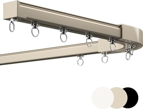 Gardinskenor av aluminiumlegering, takskena, väggskena, tunga gardinstänger för enkel-/dubbeltak med 90 graders hörn, med 90° hörnböjar för sängrum burspråk
