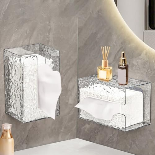 Multifunktionale Taschentuchbox mit Glacier-Muster, Badezimmer-Wandmontage, U-förmige Öffnung, Taschentuchbox, 12 x 9 x 17 cm