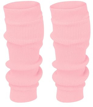 ANZEE DISCOVER THE NEW YOU Calentadores de piernas para niñas, extra suaves, elegantes, de acrílico, lisos, para invierno, accesorios para fiestas de los años 80, danza, patinaje sobre hielo, rosa