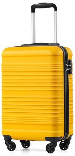 COOLIFE Kabinväska 55 x 35 x 20 cm för Ryanair flygbolag handbagage kabinbagage lätt med TSA-lås och 4 hjul 2 års garanti, Gul/svart, 55X35X20cm, Resväska vagn på handkabin bagage hårt skal reseväska