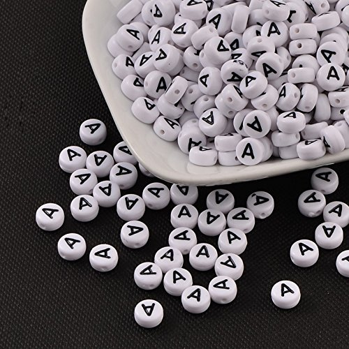Handicraft Emporium | Flat Round Alphabet Acrylic Beads | Approx 50g / 350 Pieces | A