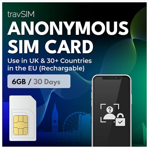 travSIM Anonyme SIM-Karte | 6GB Mobile Daten mit 4G/5G-Geschwindigkeit | Verwendung in Großbritannien und mehr als 30 EU-Ländern | Plan ist 30 Tage lang gültig | Wiederaufladbar