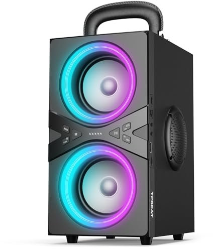 TPBEAT Cassa Bluetooth Portatile, 80W(Peak) Party Wireless Altoparlante Bluetooth Speaker, Super Bass, con Luce LED, Speaker TWS Stereo ad Alto Volume da 100dB,18H Long Playtime, per Party, Campeggio