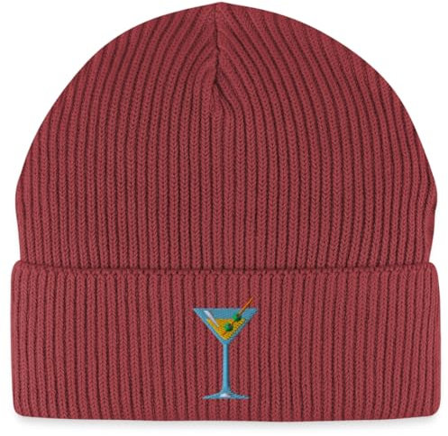 Spreadshirt Cocktail Broderie Bonnet Pêcheur Bio, Taille Unique, Rouge Terre