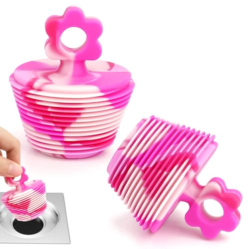 Biiange 2 Stück Universal Badewannenstopper Silikon Badewannenstöpsel für Badezimmer Waschbecken Ablaufstopfen für Küche (Rosa)