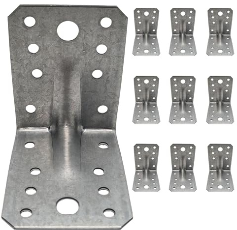 HAFD Corner Braces Brackets Heavy Duty Wooden Angle Metal Steel Sheet Galvanised, 70x70x55mm, 1.5mm Thick, Pack of 10, Rust Resistant, 265kg Load Capacity, Easy Install for DIY Projects
