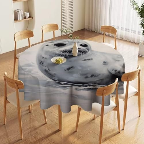 LMNGH Tischdecke, wasserdicht, runde Tischdecke für Küche, Harfe, Malerei, Tischdecke, faltenfrei, Tischdecke, faltbare Tischdecke für Heimdekoration