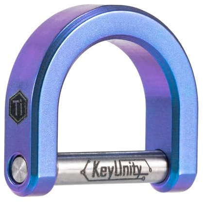 KeyUnity KA17 Titanium D Ring Key Shackle, U Shape Key Ring Horseshoe Clasp for Car Fob, DIY Leather Key Organizer Keychain