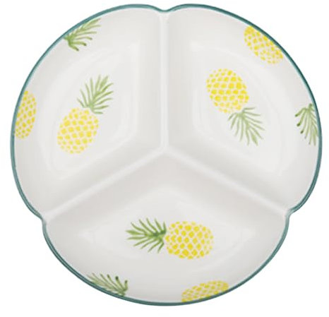 Plato llano con plato de 3 secciones para servir alimentos para refrigerios, ensalada, plato apto para microondas y lavavajillas, bandeja dividida para dieta bariátrica para alimentación saludable(C,8