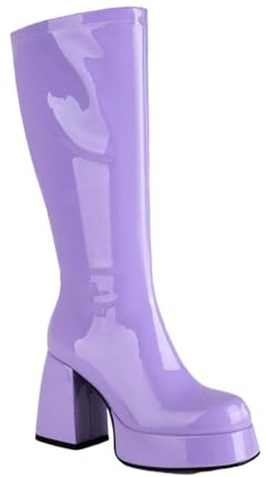 Bottes longues tendance pour femme - Fermeture éclair lisse - Talon haut - Bottes sexy, violet, 39.5 EU