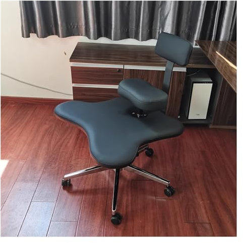 LULUMAIC Schreibtisch-Kniestühle aus Leder mit gekreuzten Beinen und hoher Rückenlehne, ergonomischer Haltungsstuhl für Zuhause und Büro, Haltungsstuhl zur Linderung von Rückenschmerzen,