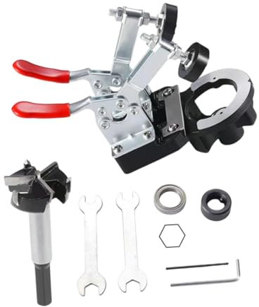 F Fityle Gabarit de charnière de porte 35 mm Outils de menuiserie en acier Gabarit de guidage de trou Ouvre-trou de charnière pour menuiserie Gabarit de