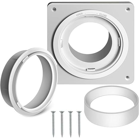EMVANV Dryer Vent Connector Kit,Dryer Vent Wall Plate Fits 4 Inch Tubes Hose Snap to Vent Dryer Dock Connector Kit for Dryer Washer Bathroom(White)