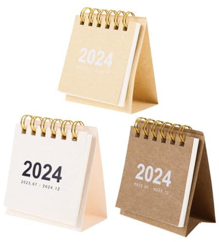 Lurrose 3stücke Minikalender als Dekorativer Standkalender für Schreibtisch und Büro Mini-monatskalender als Tischkalender
