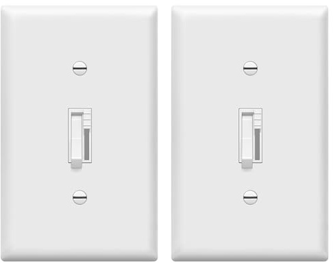 TG Digital Toggle Dimmer Light Switch for Dimmable LED, CFL and Incandescent Light Bulbs, Single Pole/ 3-Way, Wall Plate Included, UL Listed, 2 Pack, White