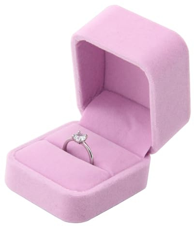 DOZNOZRI Velvet Wedding Ring Box Pink Engagement Ring Box Wedding Ring Box Personalised Small Single Engagement Ring Box For Proposal Ring Boxes For Jewellery Gift For Proposal,Wedding,Engagement