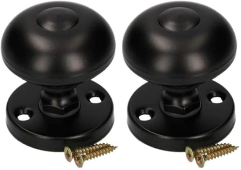 KOTARBAU® Bouton de porte Ø 55 mm - En métal - Différentes couleurs - Poignée de porte - Rosace fixe revêtue par pulvérisation (noir) (Lot de 2)