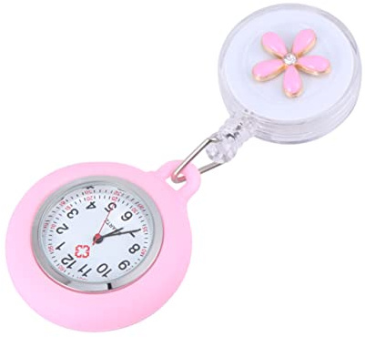 LIFKOME Flexible Hängeuhr Quarzuhr Rosa für Krankenschwestern und Ärzte | Legierung, Leicht Lesbares Zifferblatt, Langlebig, Schlichtes Design, Details, Ansteckuhr