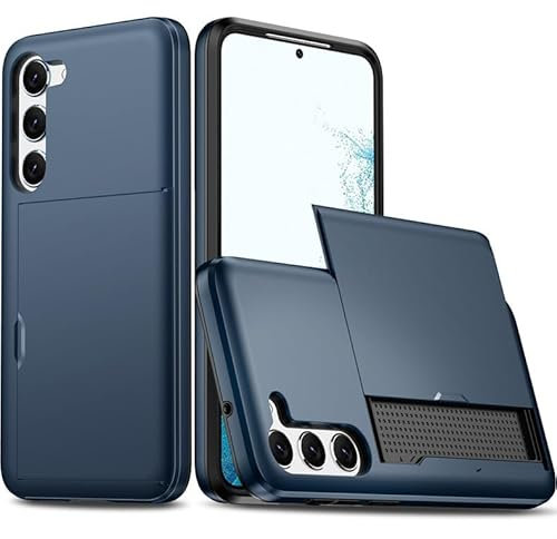 Wousunly Compatible avec Coque Samsung A56 5G avec Porte-Cartes Portefeuille, Coqu Samsung Galaxy A56 5G Protection Coulissant Cache Étui Silicone Antichoc Housse Cover (Bleu Marine)