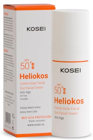 KOSEI | HELIOKOS Crema Solar Facial 50 | Protector Solar 50 Facial | Previene de las Quemaduras y Enrojecimiento | Protección UVA/UVB | Crema Solar Antiarrugas on Vitamina E